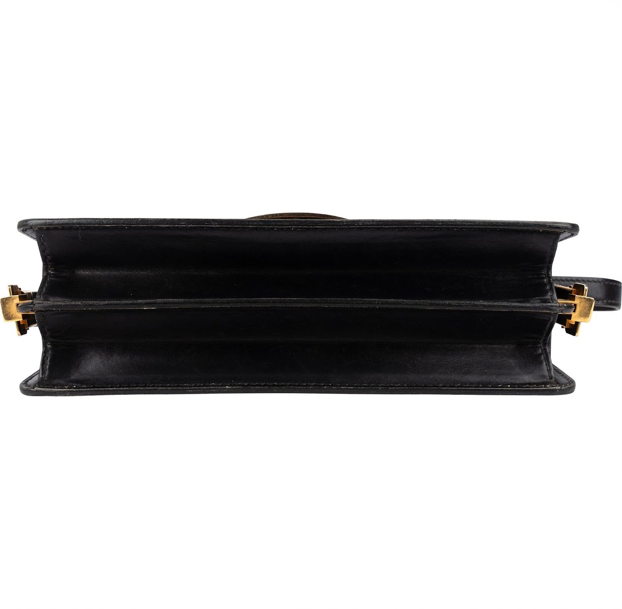 Celine Leather Vintage Horse Carriage Box Shoulder Bag Zwart