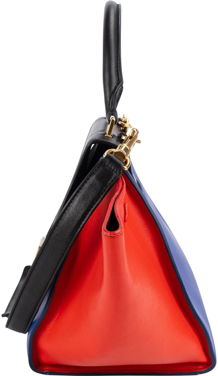 Celine Céline Tricolor Leather Trapeze Handbag Zwart