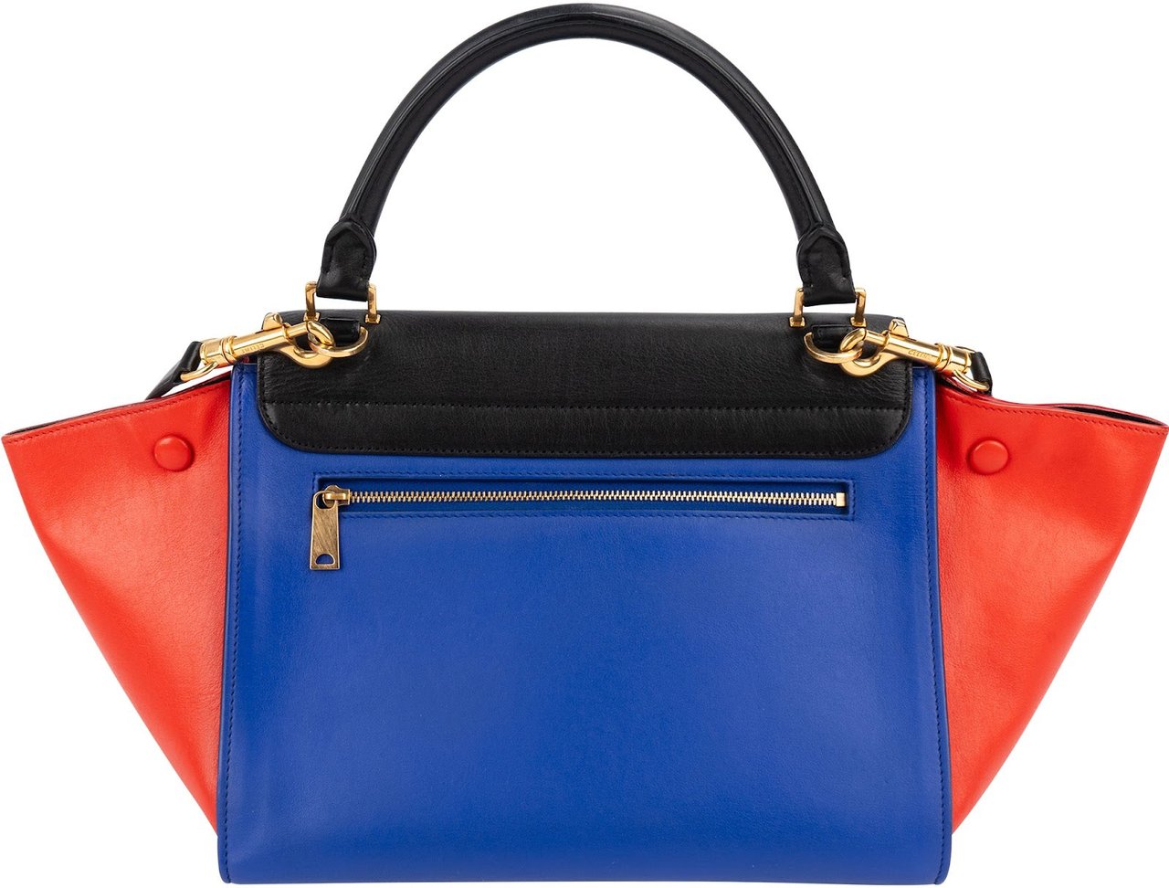 Celine Céline Tricolor Leather Trapeze Handbag Zwart