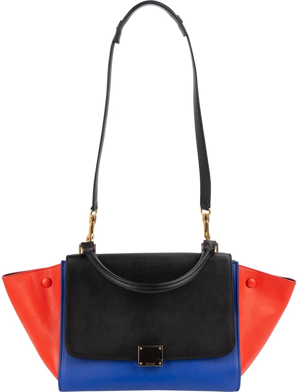 Celine Céline Tricolor Leather Trapeze Handbag Zwart