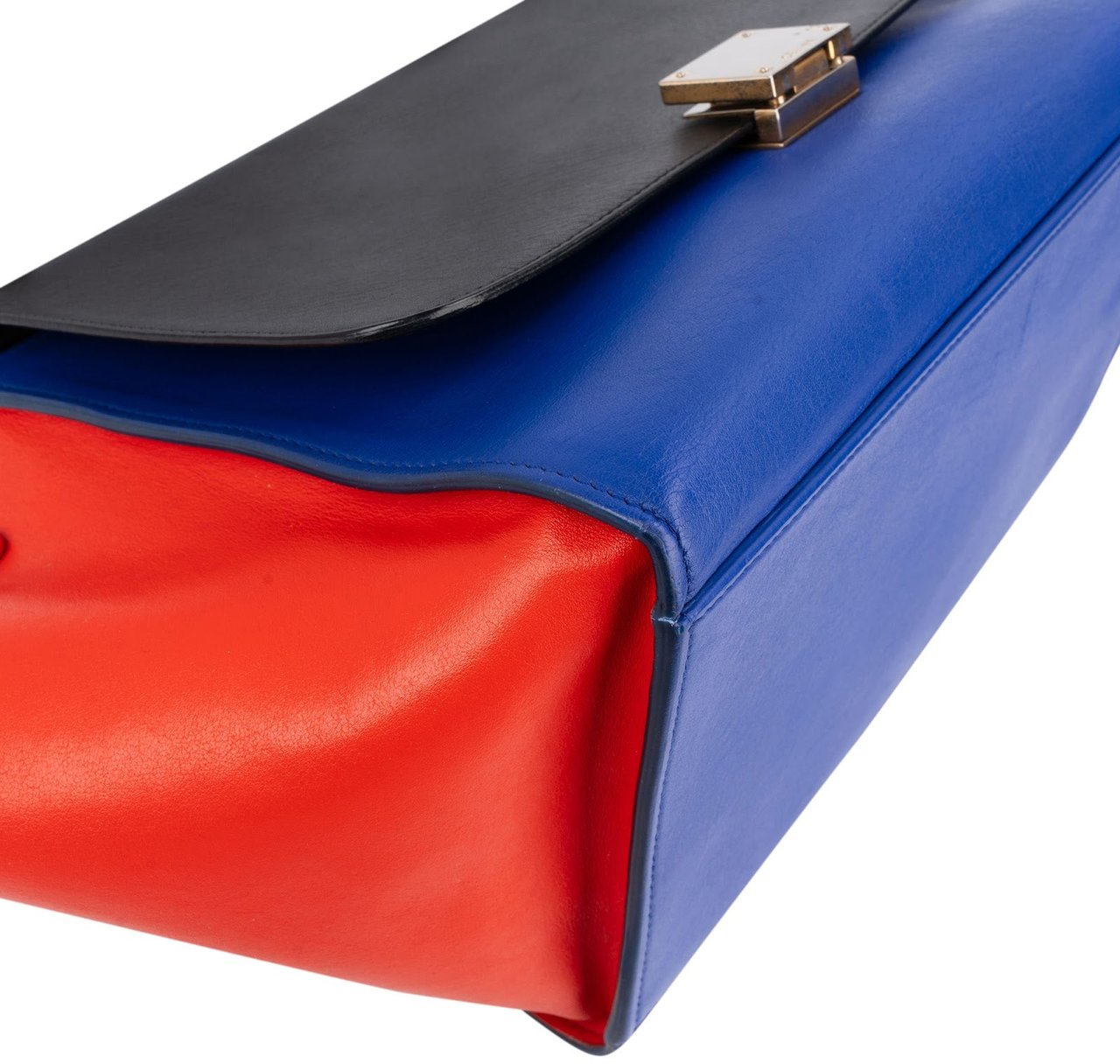 Celine Céline Tricolor Leather Trapeze Handbag Zwart