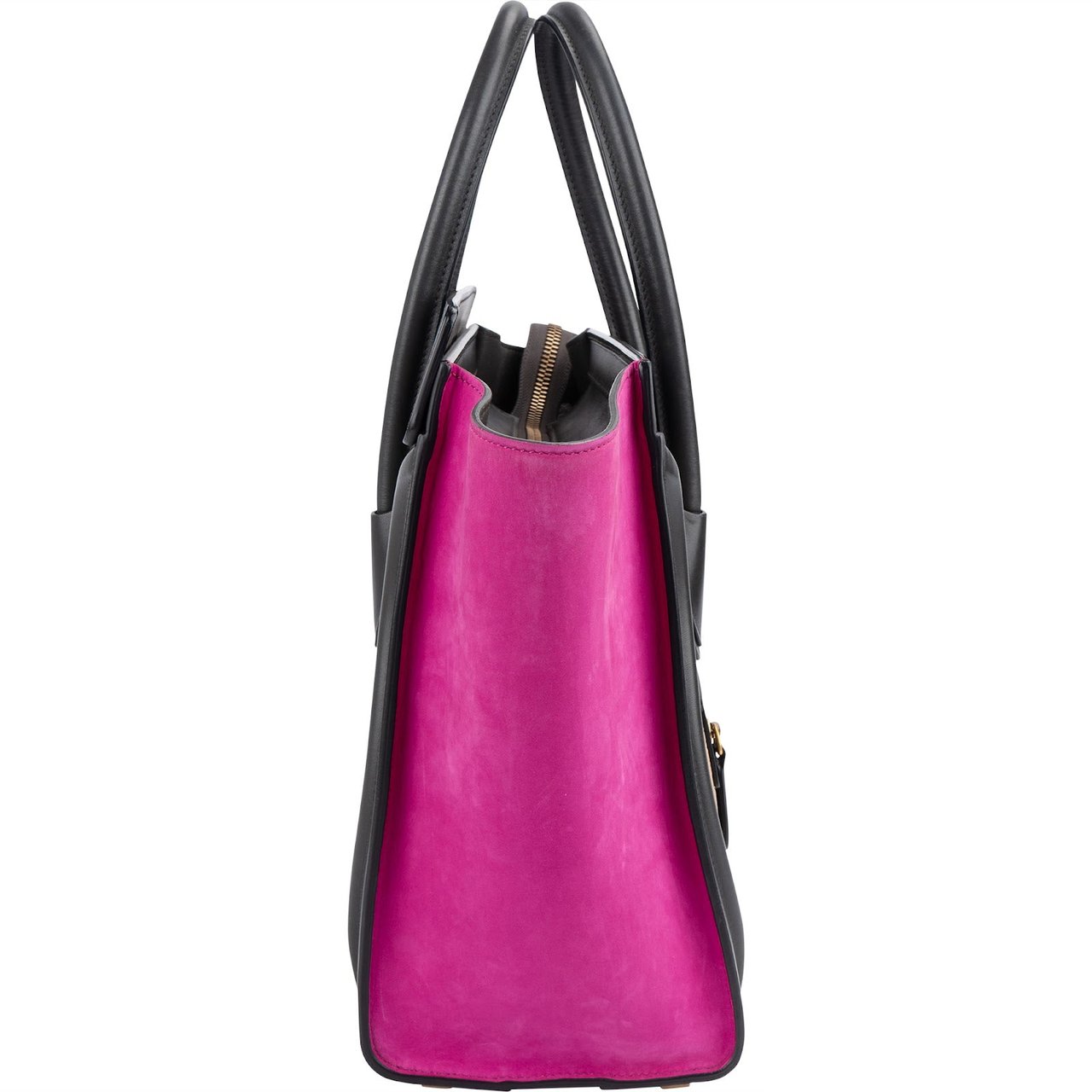 Celine Céline Tricolor Suede Leather Luggage Handbag Beige