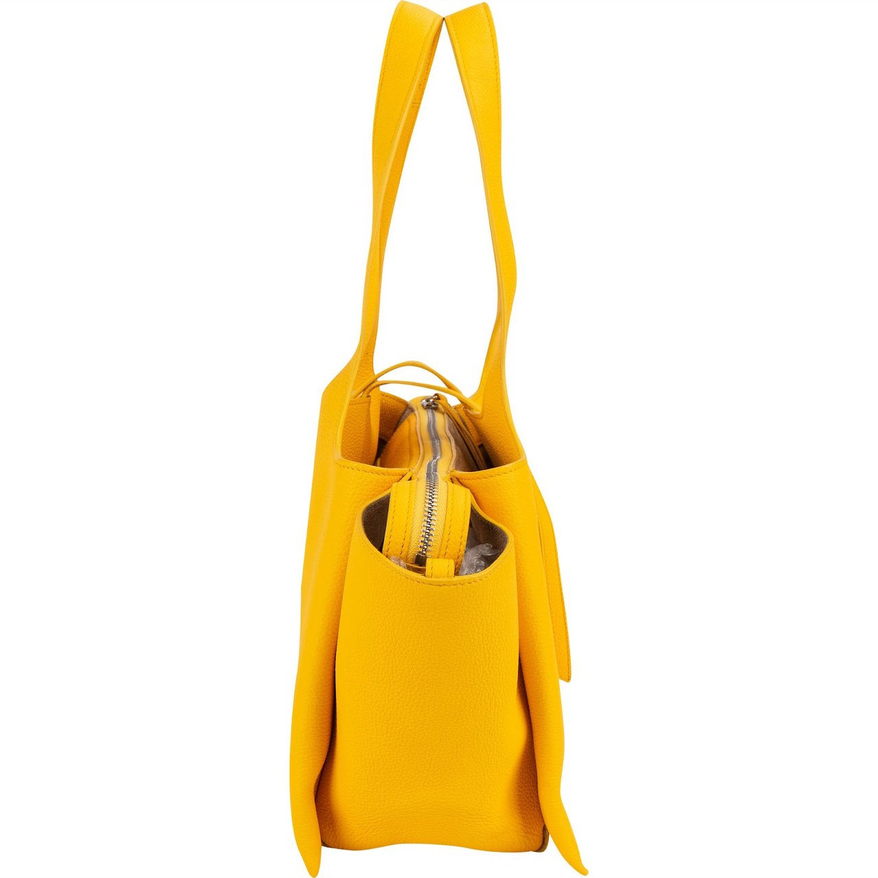 Celine Grained Calfskin Small Tri-Fold Shoulder Bag Geel