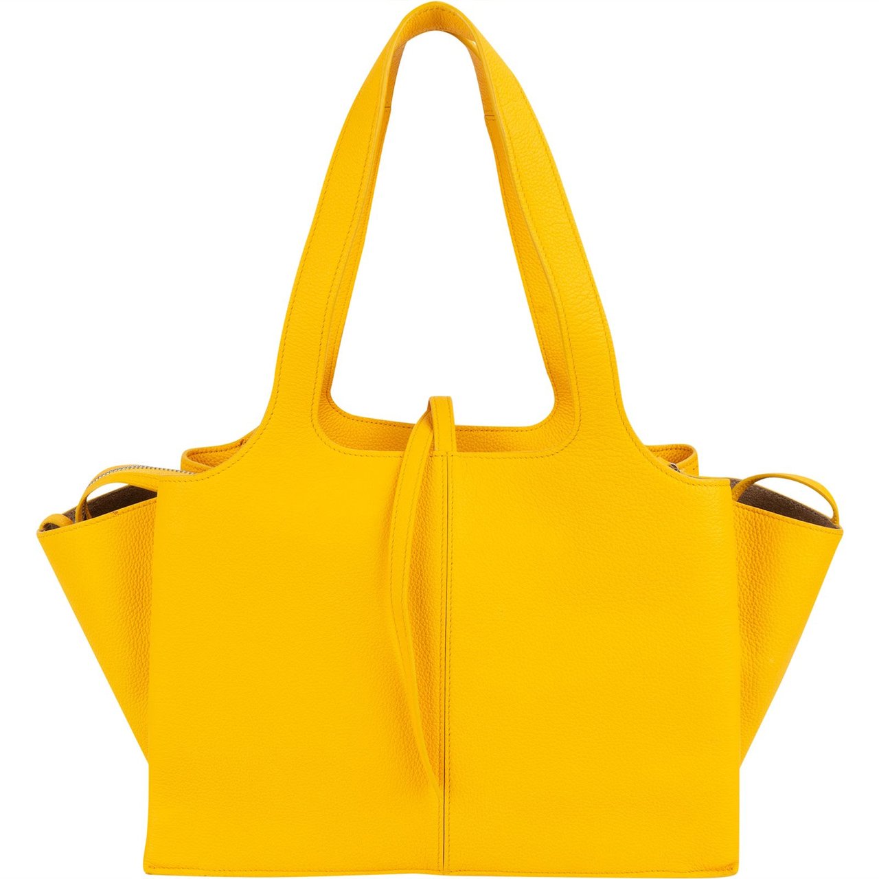 Celine Grained Calfskin Small Tri-Fold Shoulder Bag Geel