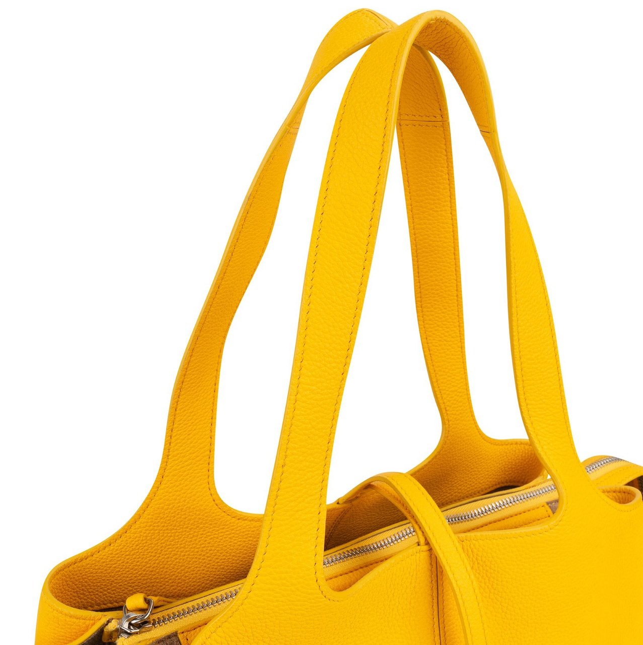Celine Grained Calfskin Small Tri-Fold Shoulder Bag Geel