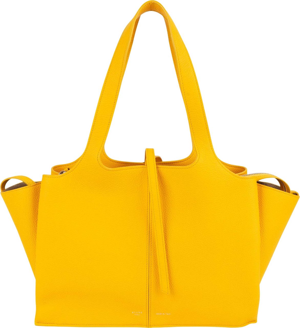 Celine Grained Calfskin Small Tri-Fold Shoulder Bag Geel