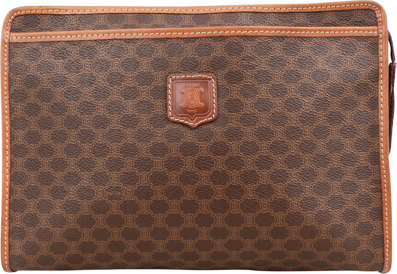 Celine Celine Macadam Monogram Canvas Clutch Bruin
