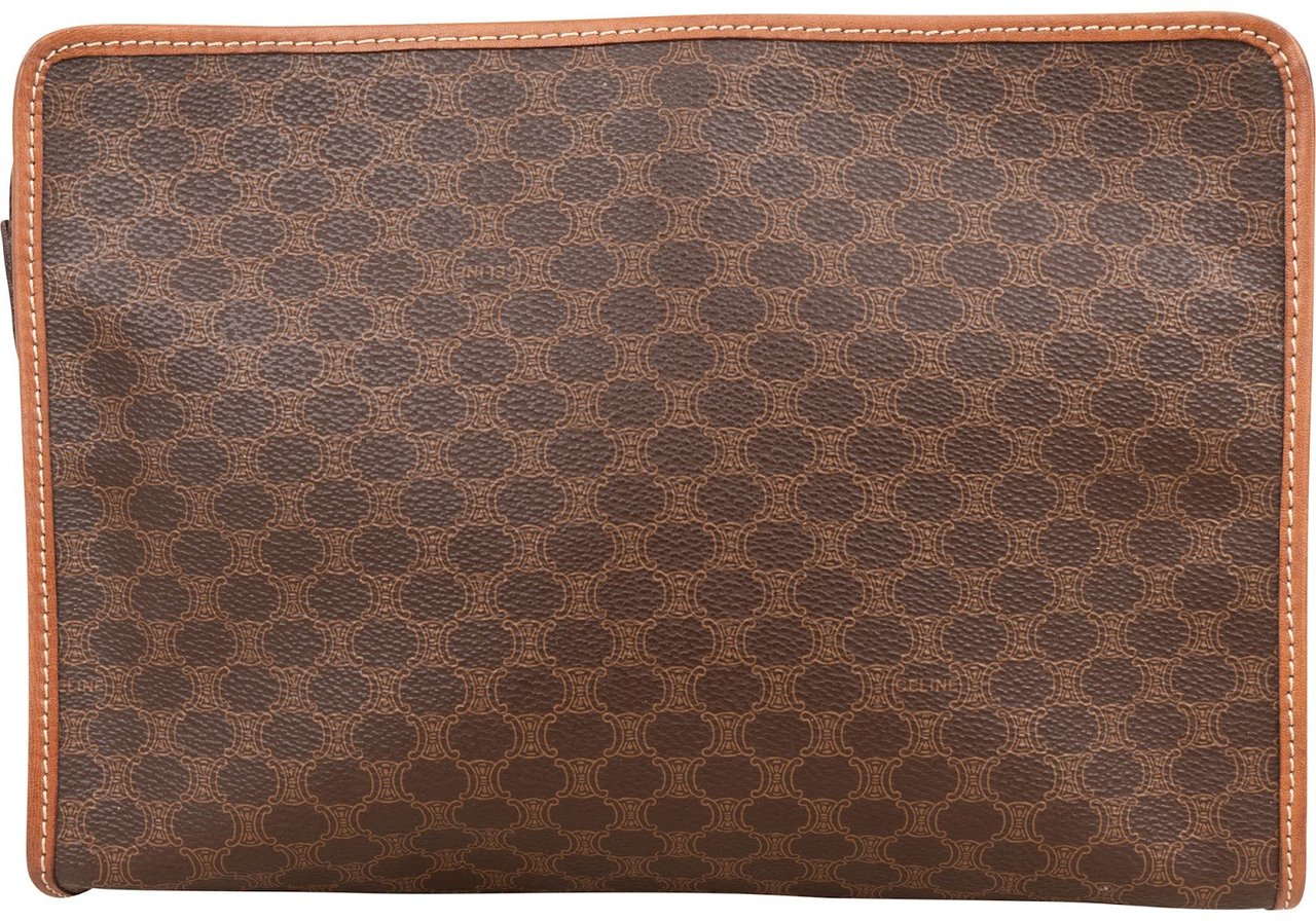 Celine Celine Macadam Monogram Canvas Clutch Bruin