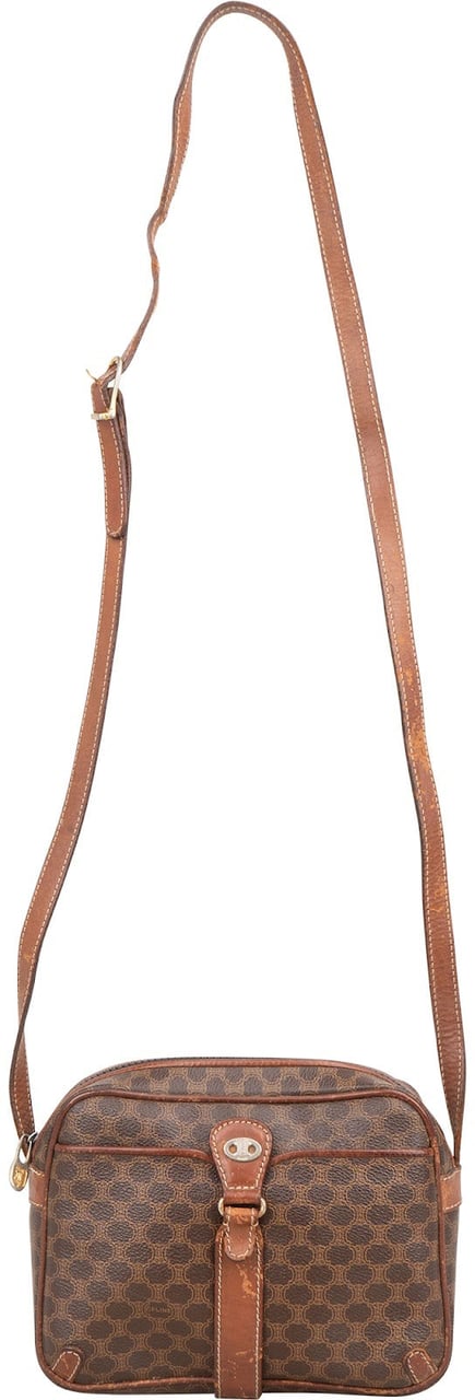 Celine Celine Macadam Monogram Canvas Buckle Camera Crossbody Bag Bruin
