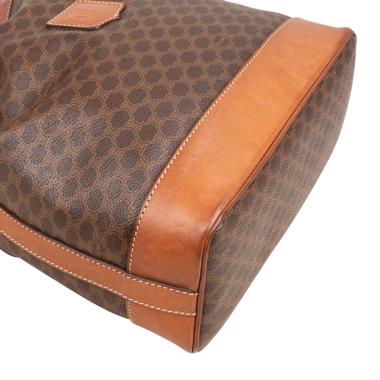 Celine Macadam Monogram Canvas Drawstring Bucket Shoulder Bag Bruin