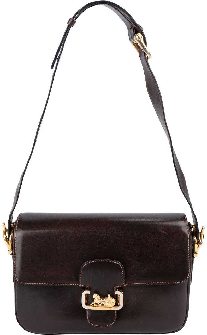 Celine Celine Box Leather Horse Carriage Shoulder Bag Bruin