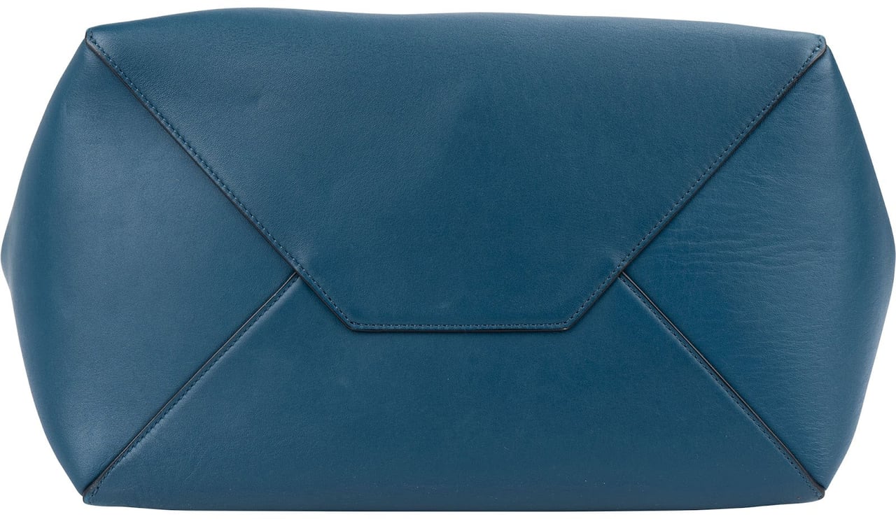 Celine Céline Blue Leather Cabas Phantom Drawstring Tassel Shoulder Bag Blauw