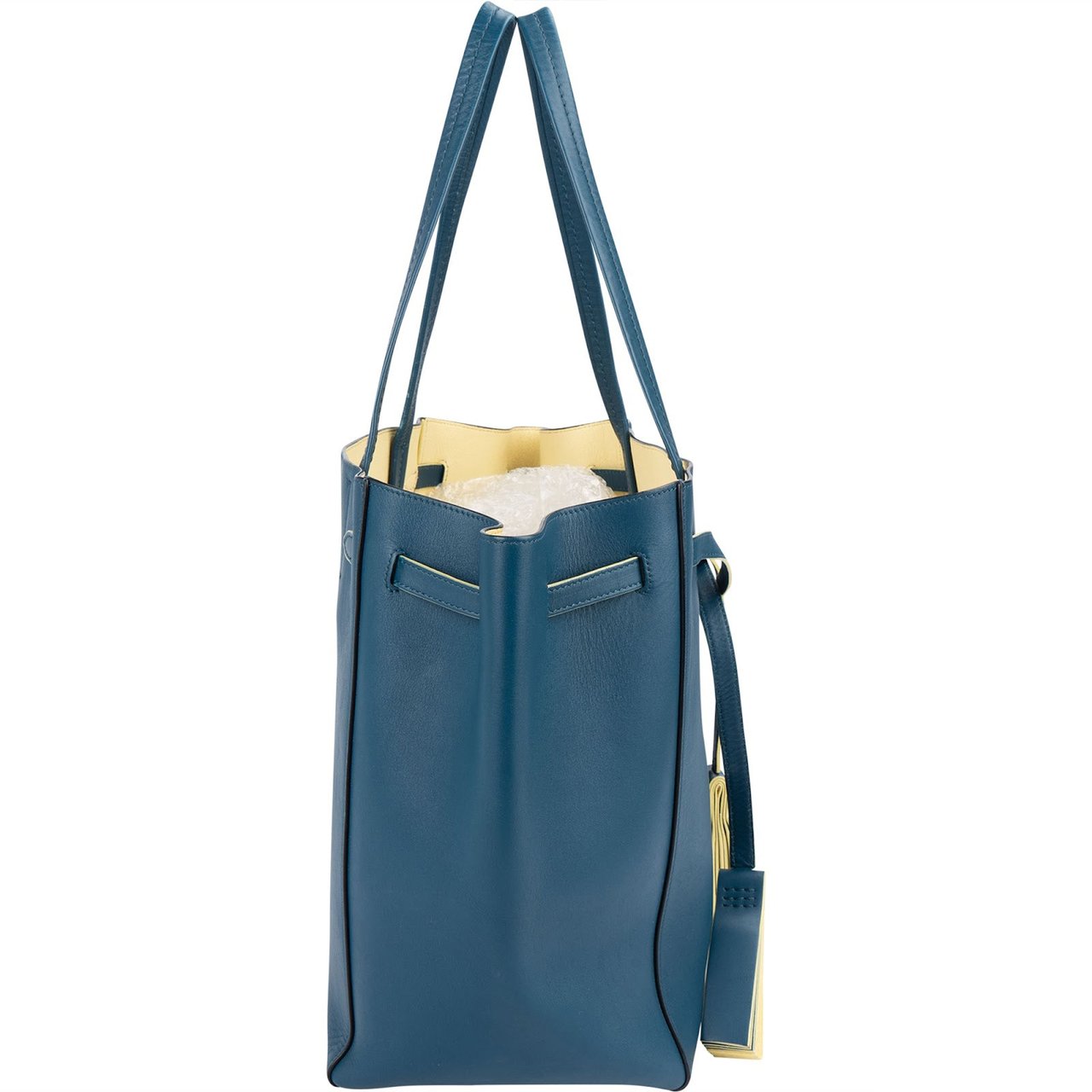 Celine Céline Blue Leather Cabas Phantom Drawstring Tassel Shoulder Bag Blauw