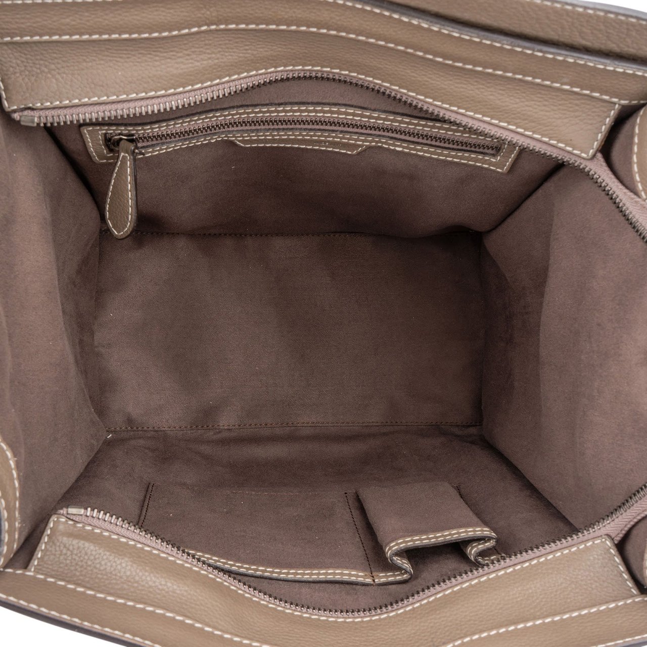 Celine Céline Grained Leather Luggage Handbag Taupe