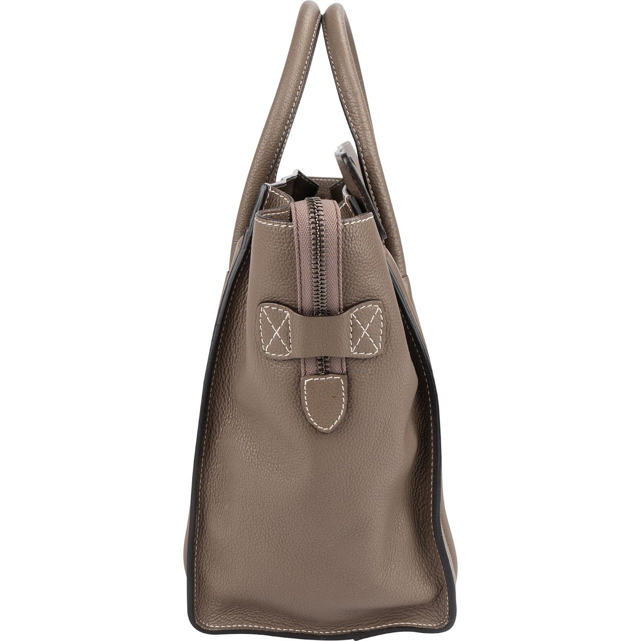 Celine Céline Grained Leather Luggage Handbag Taupe