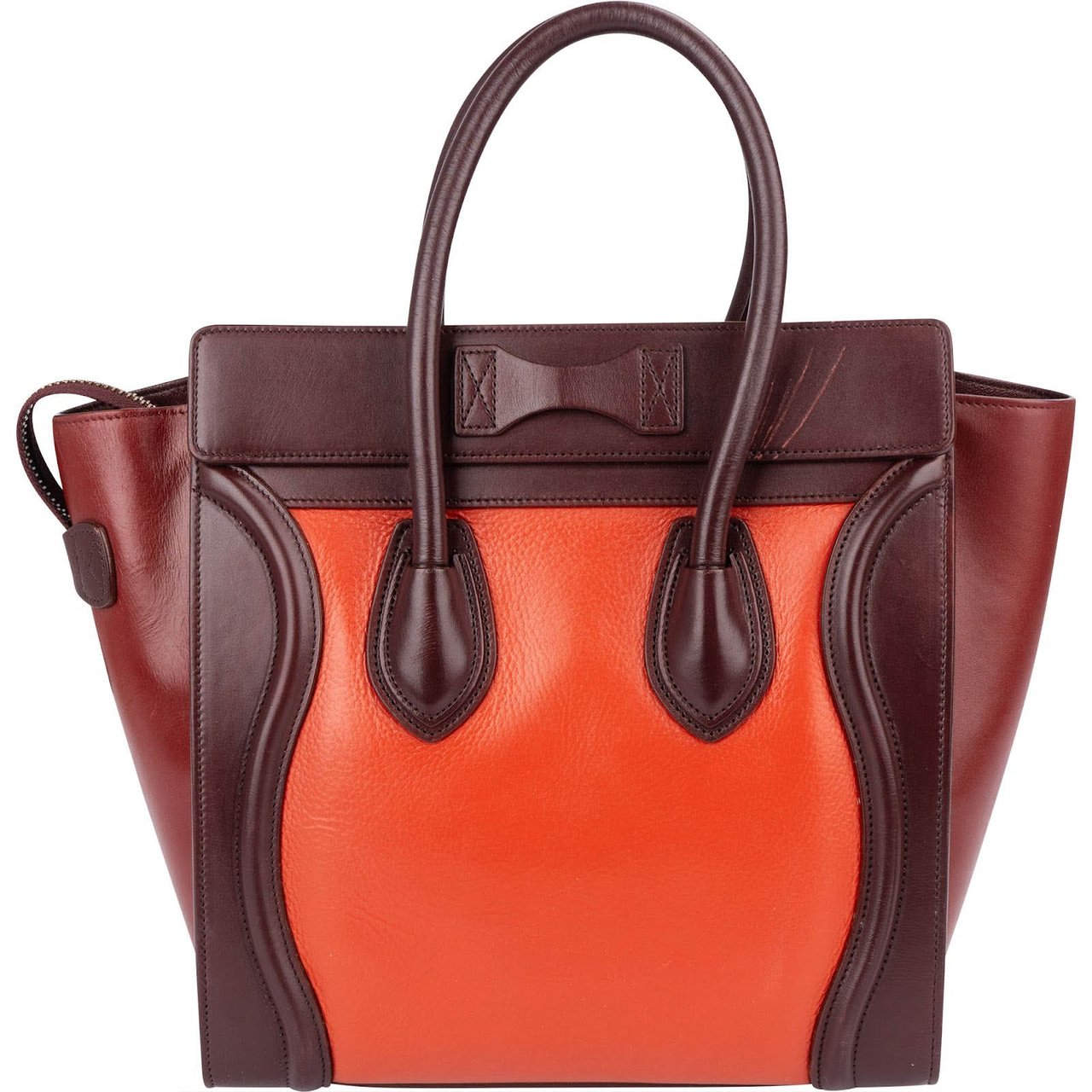 Celine Céline Tricolor Leather Luggage Handbag Oranje