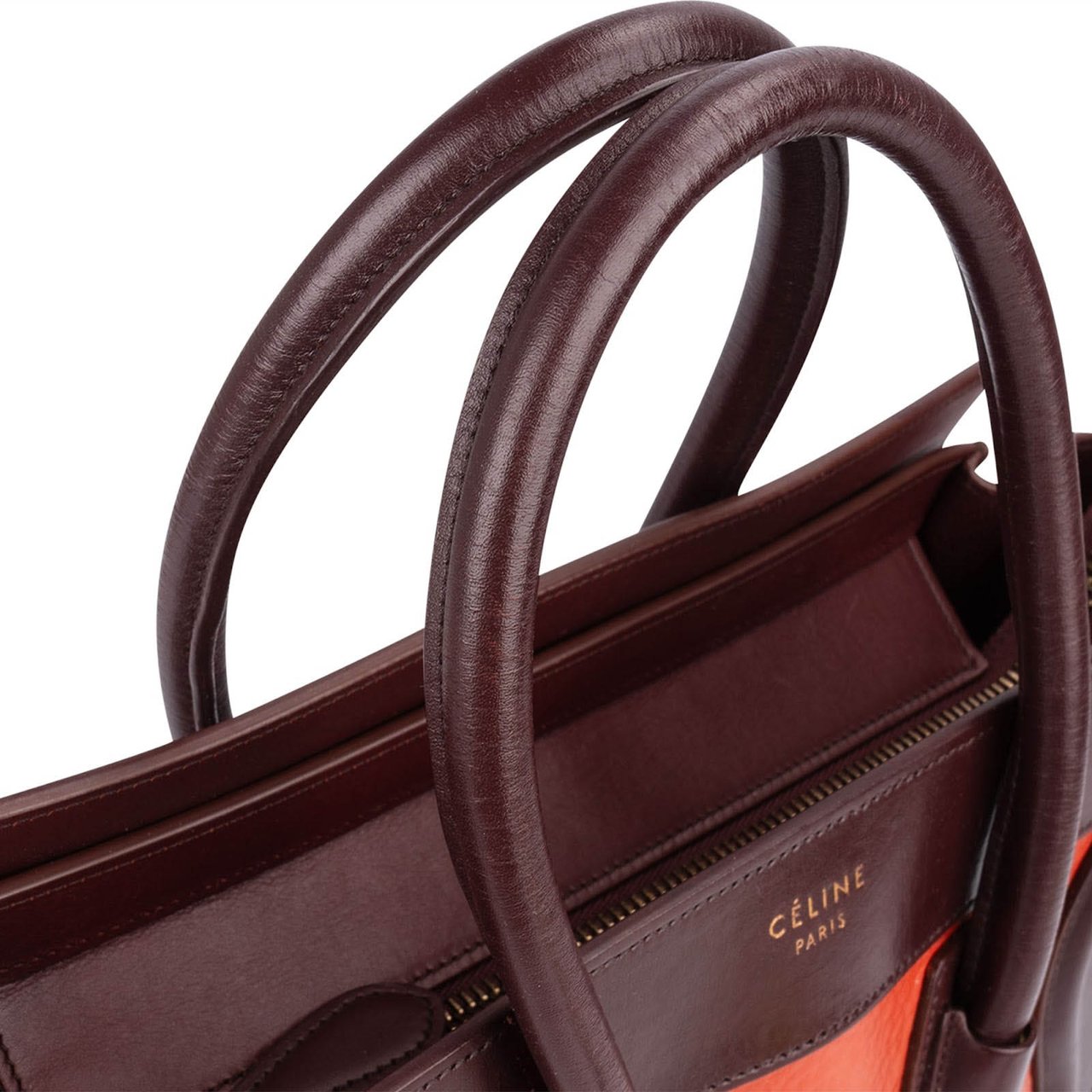 Celine Céline Tricolor Leather Luggage Handbag Oranje