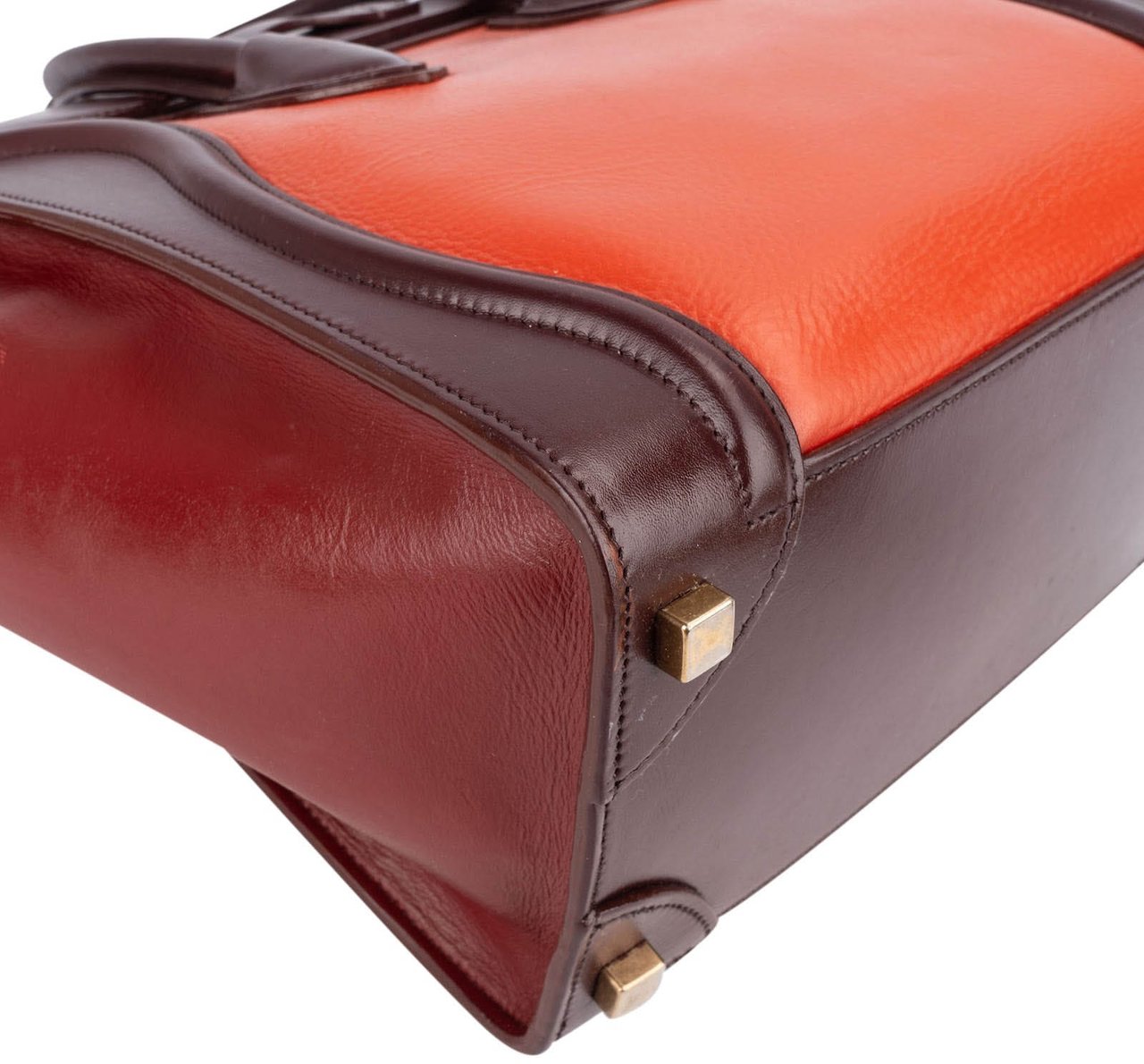 Celine Céline Tricolor Leather Luggage Handbag Oranje