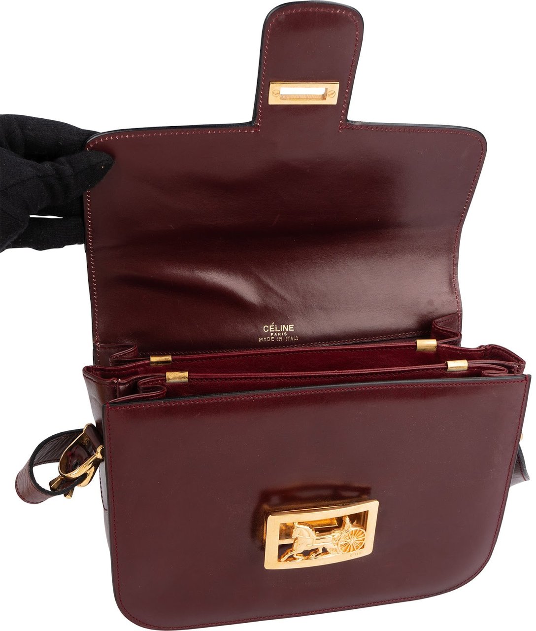 Celine Celine Leather Horse Carriage Triomphe Shoulder Bag Rood