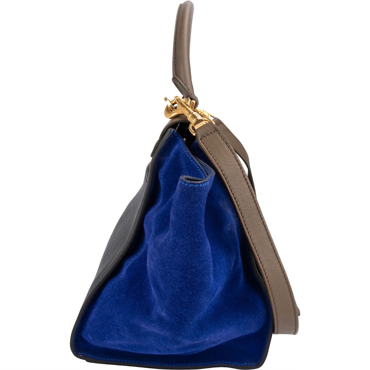Celine Céline Tricolor Suede Leather Trapeze Handbag Zwart