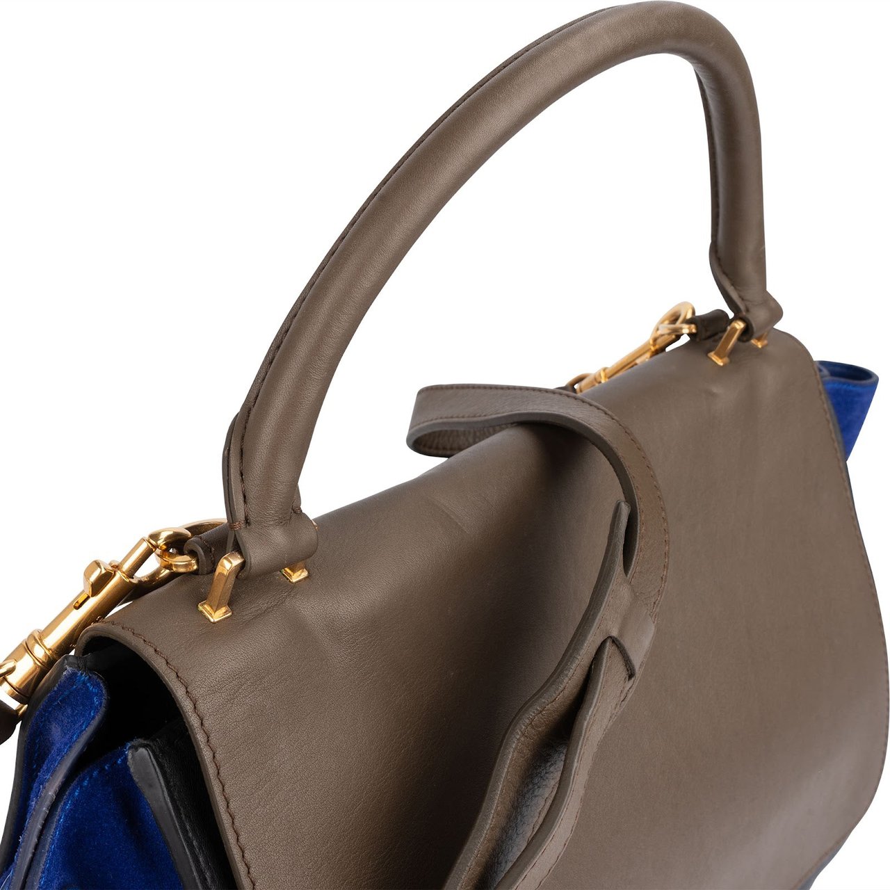 Celine Céline Tricolor Suede Leather Trapeze Handbag Zwart