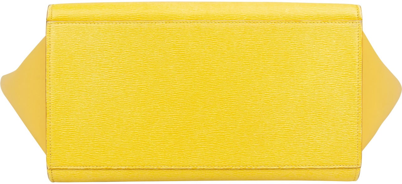 Celine Yellow Grained Leather Trapeze Handbag Geel