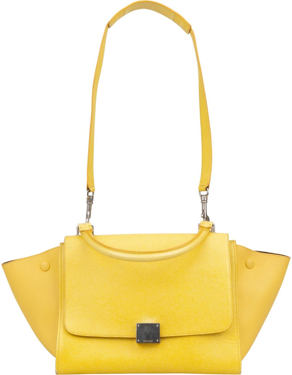 Celine Yellow Grained Leather Trapeze Handbag Geel