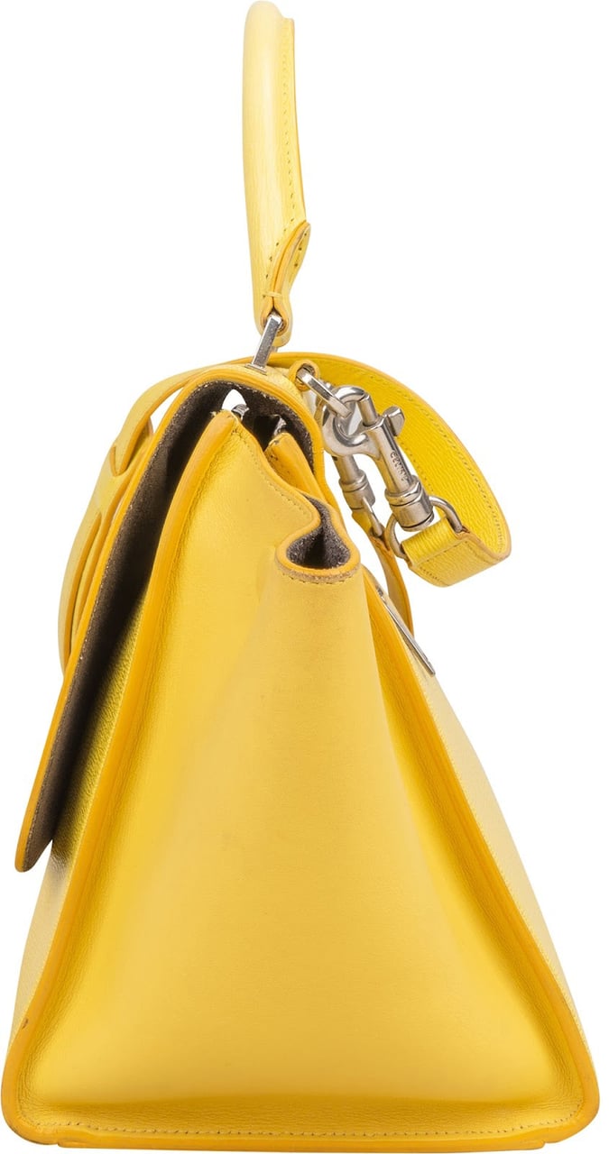 Celine Yellow Grained Leather Trapeze Handbag Geel