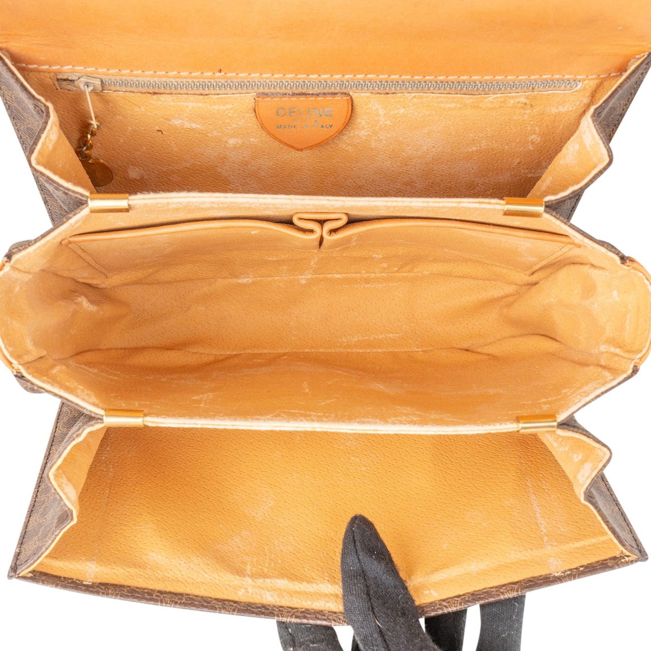 Celine Celine Macadam Canvas Triomphe Flap Crossbody Bag Bruin