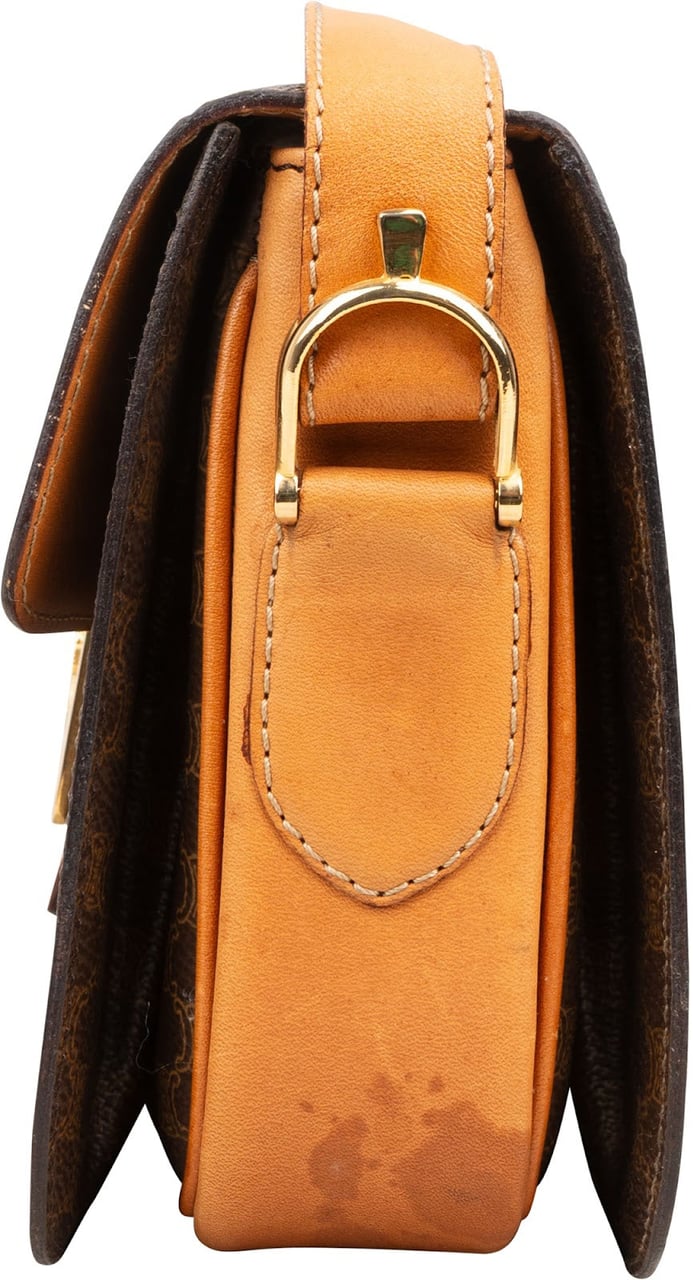 Celine Celine Macadam Canvas Triomphe Flap Crossbody Bag Bruin