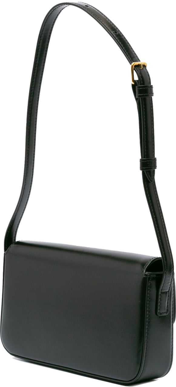 Celine Shiny Calfskin Claude Shoulder Bag Zwart