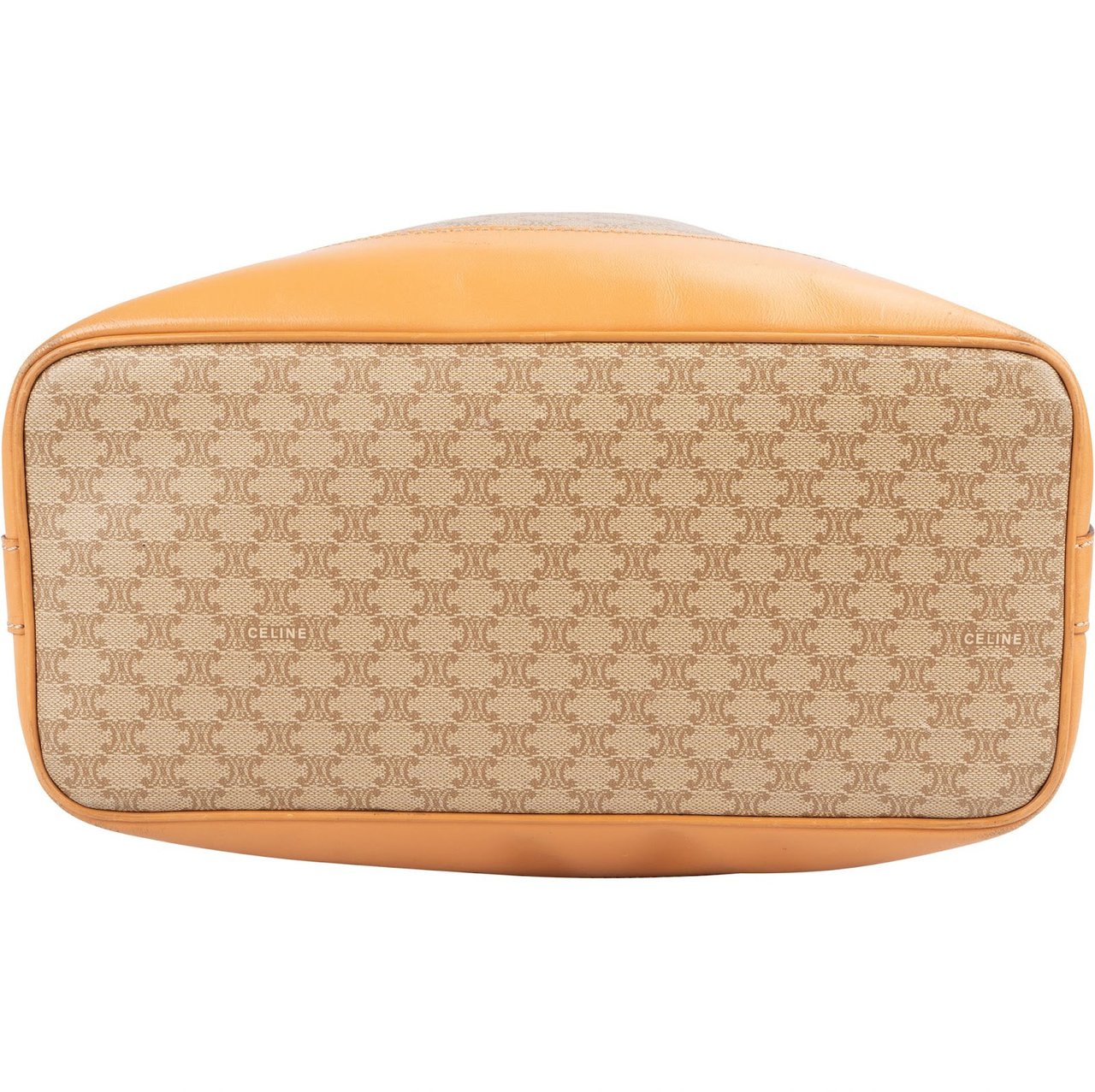 Celine Monogram Macadam Bucket Shoulder Bag Beige