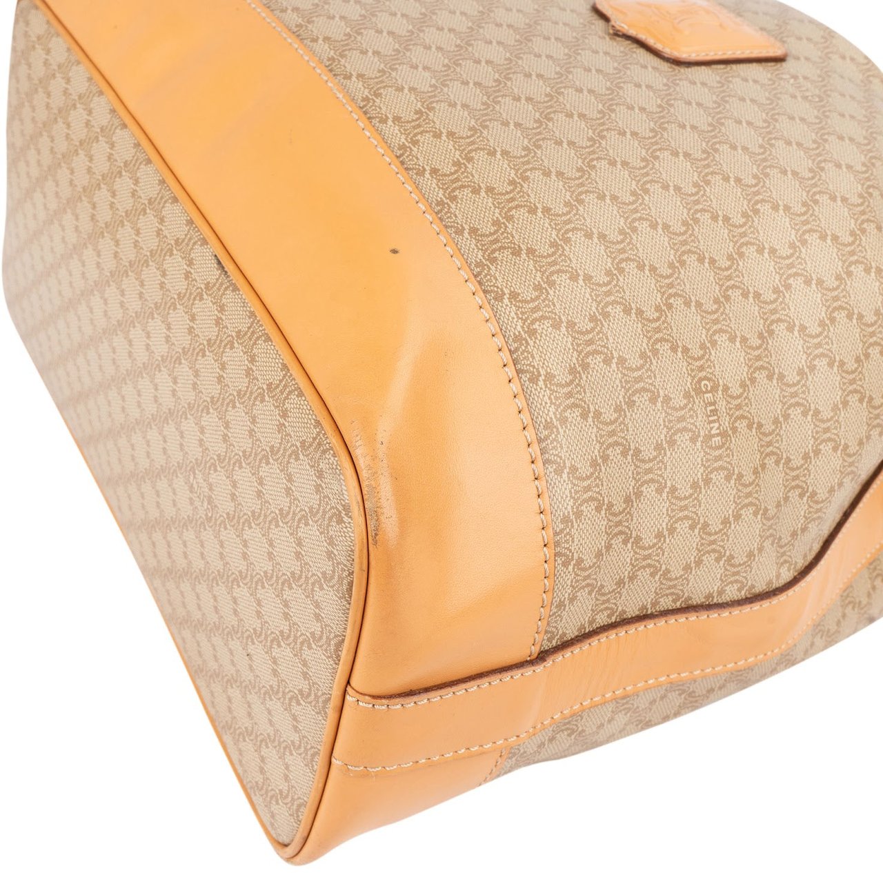 Celine Monogram Macadam Bucket Shoulder Bag Beige