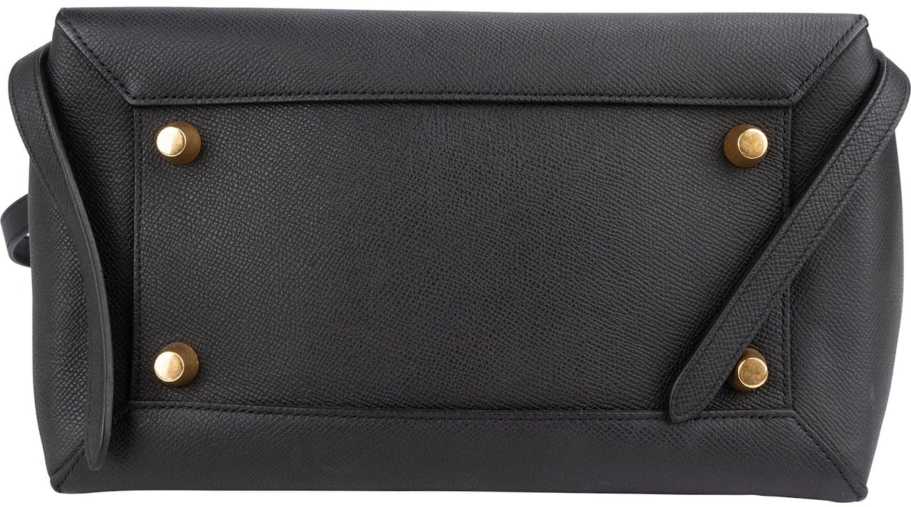 Celine Céline Black Grained Leather Belt Handbag Zwart