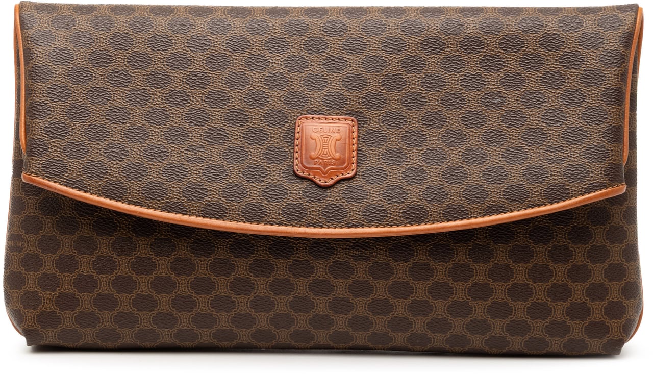 Celine Macadam Coated Canvas Clutch Bruin