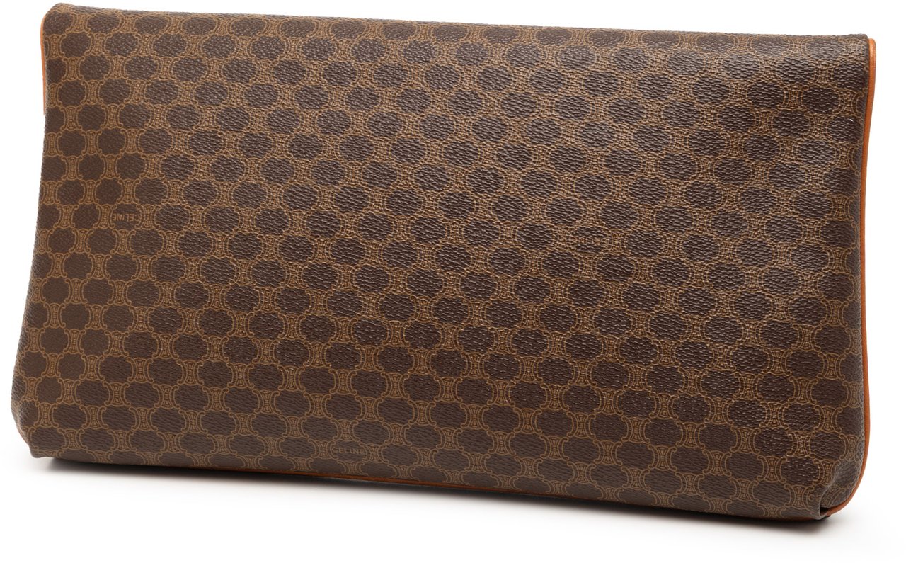 Celine Macadam Coated Canvas Clutch Bruin