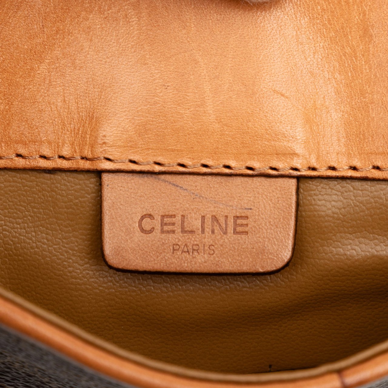 Celine Macadam Coated Canvas Clutch Bruin