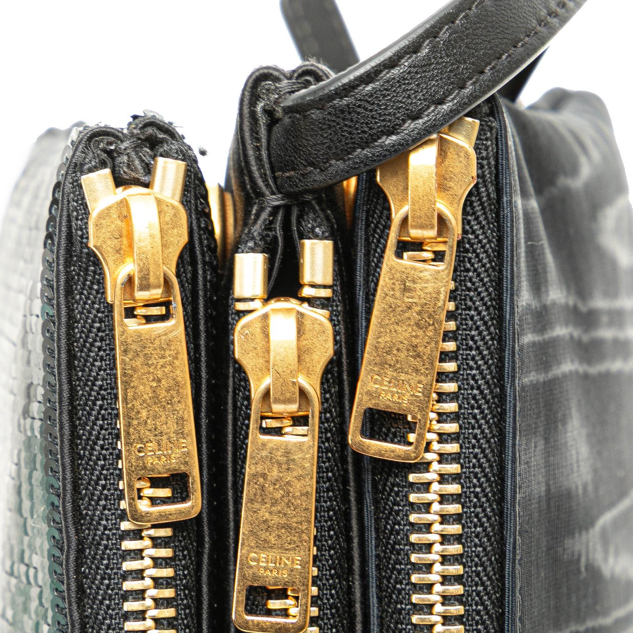 Celine Small Sequin Trio Crossbody Zwart