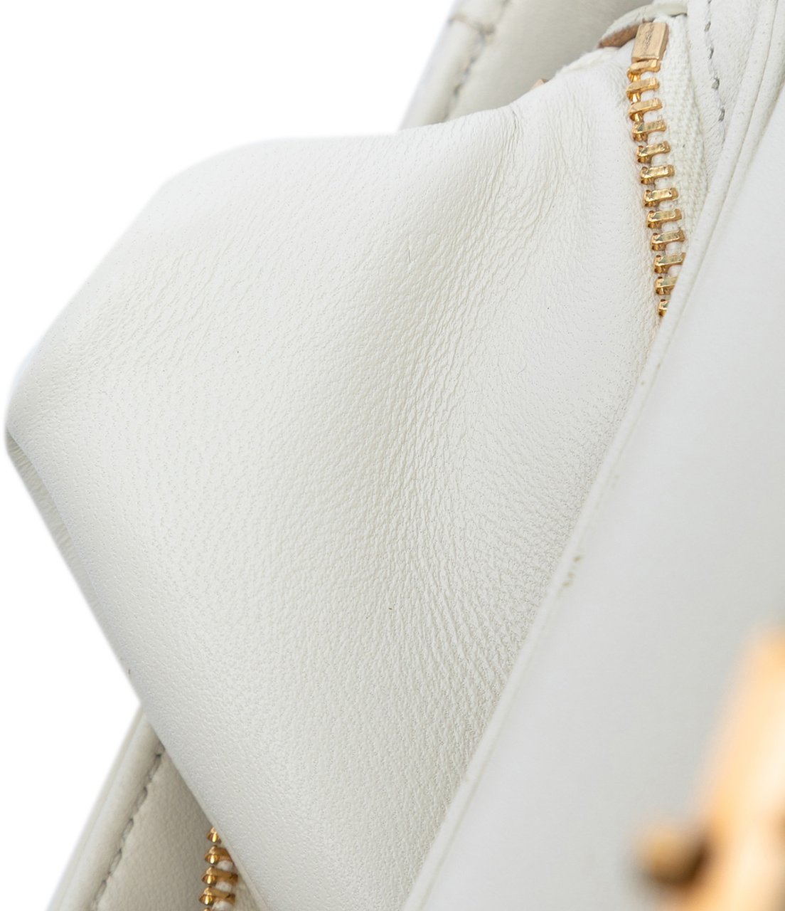 Celine Teen Shiny Calfskin Triomphe Besace Clea Chain Crossbody Wit