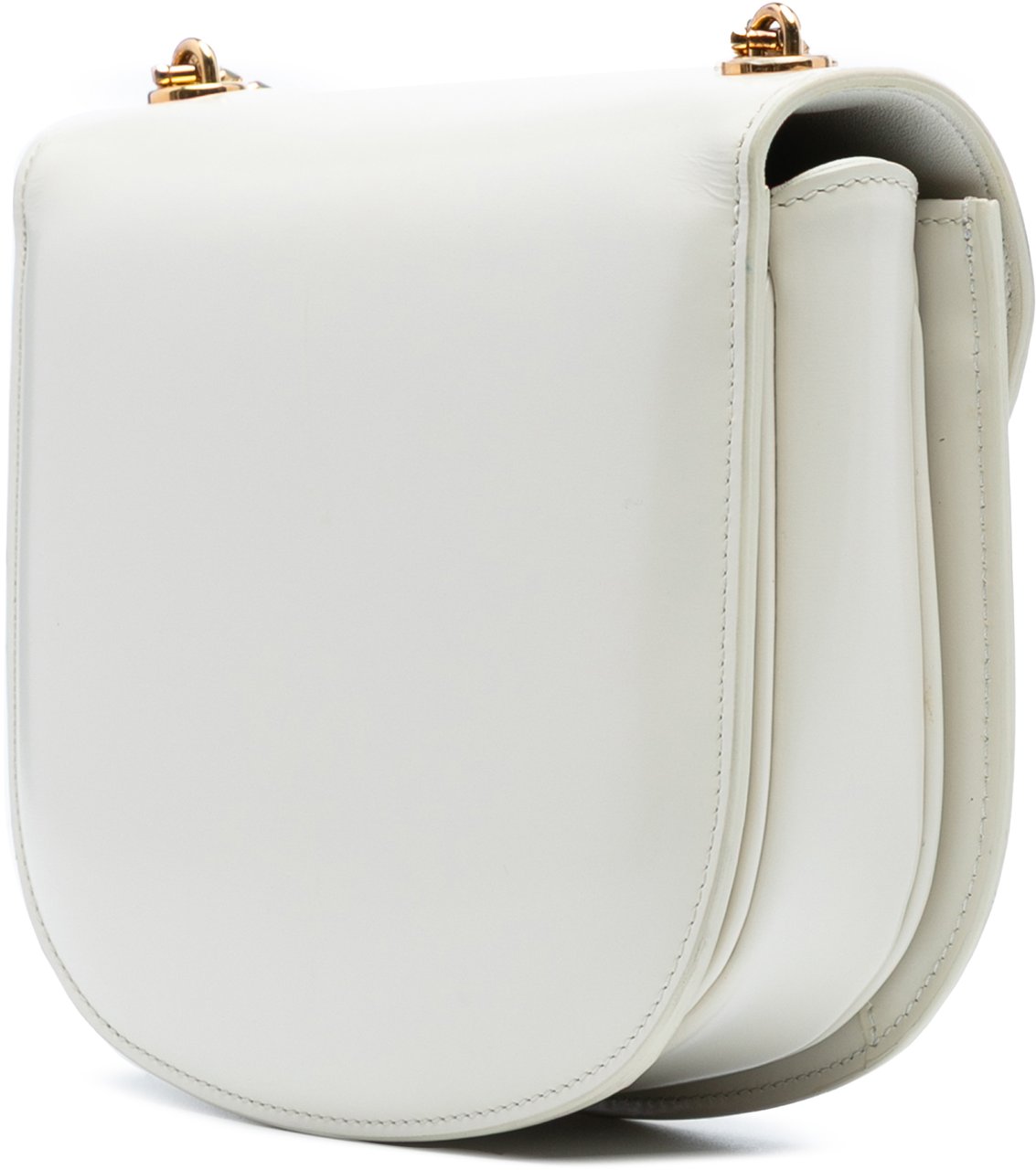 Celine Teen Shiny Calfskin Triomphe Besace Clea Chain Crossbody Wit