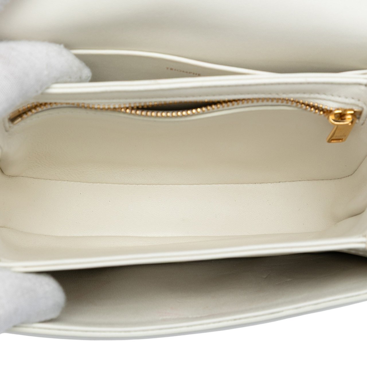 Celine Teen Shiny Calfskin Triomphe Besace Clea Chain Crossbody Wit