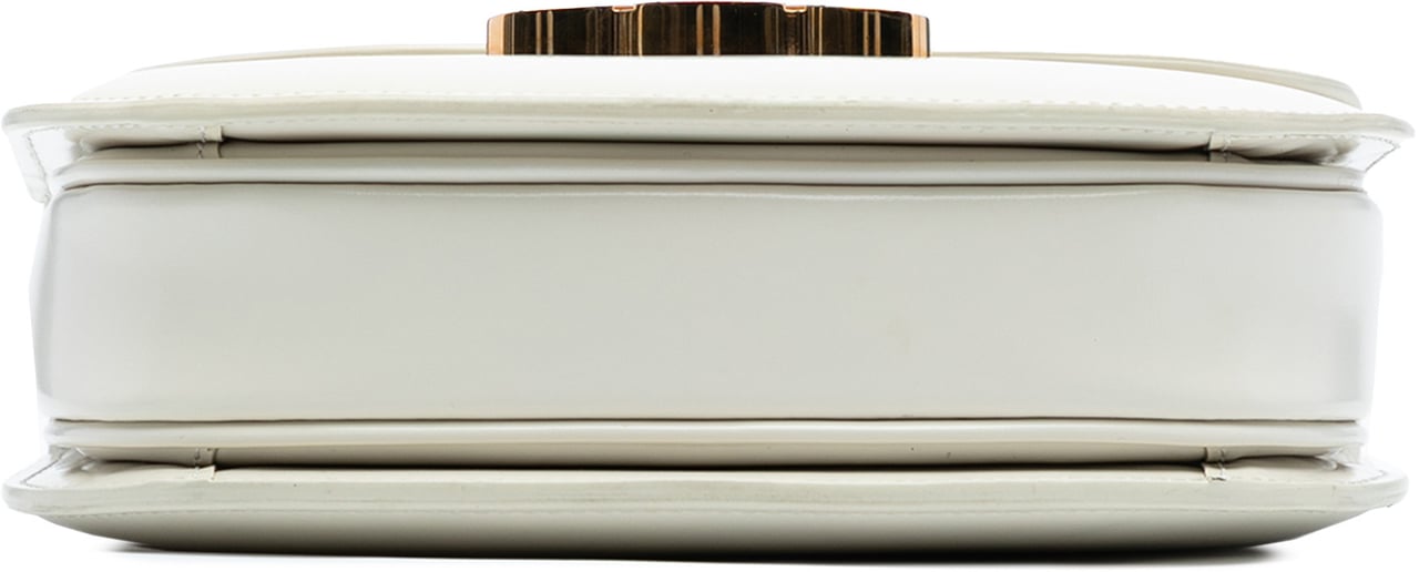 Celine Teen Shiny Calfskin Triomphe Besace Clea Chain Crossbody Wit