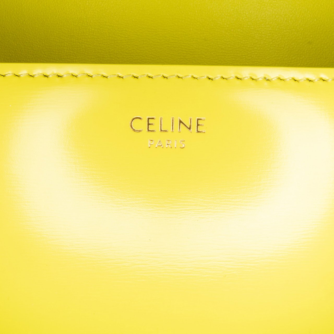 Celine Calfskin Cuir Triomphe Chain Shoulder Bag Geel