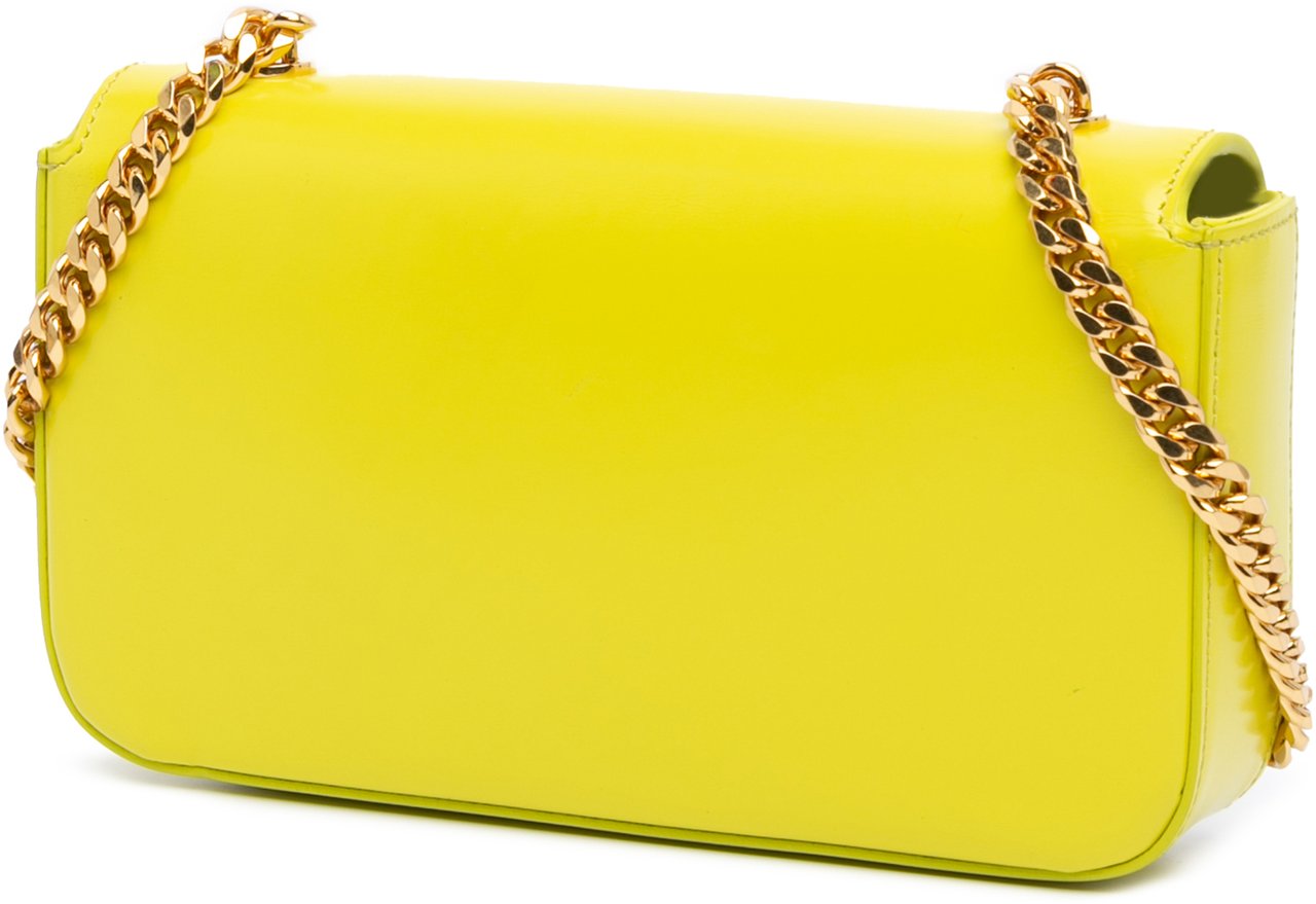 Celine Calfskin Cuir Triomphe Chain Shoulder Bag Geel