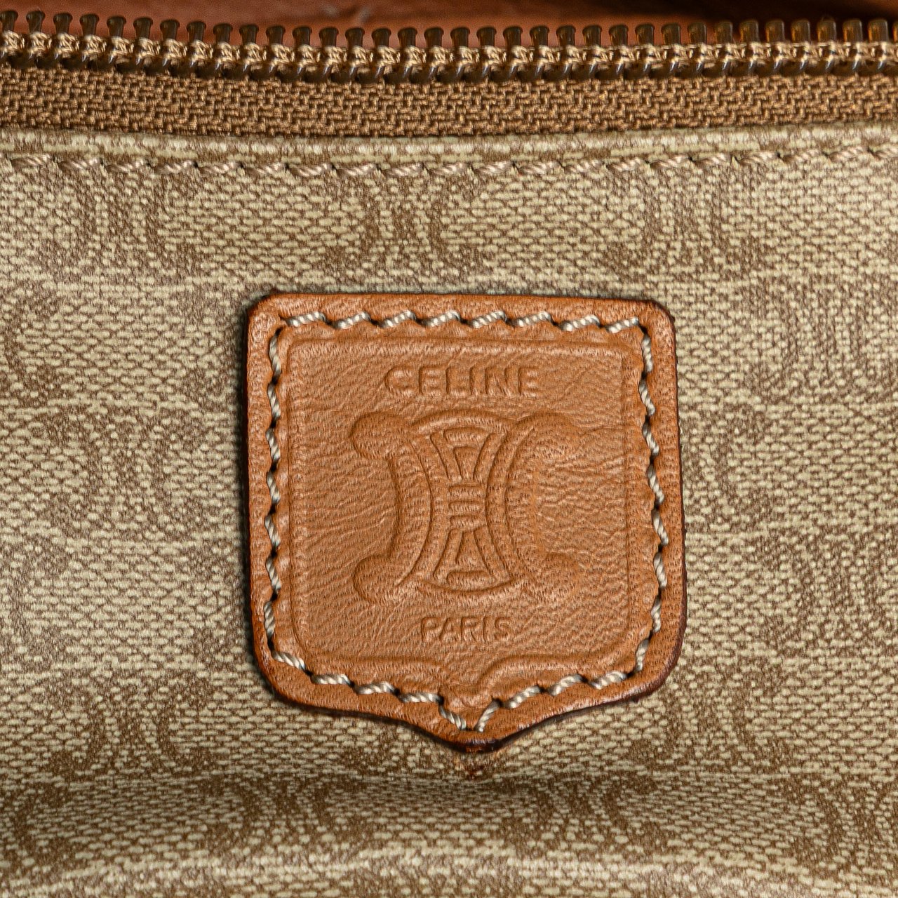 Celine Macadam Coated Canvas Vanity Bag Bruin