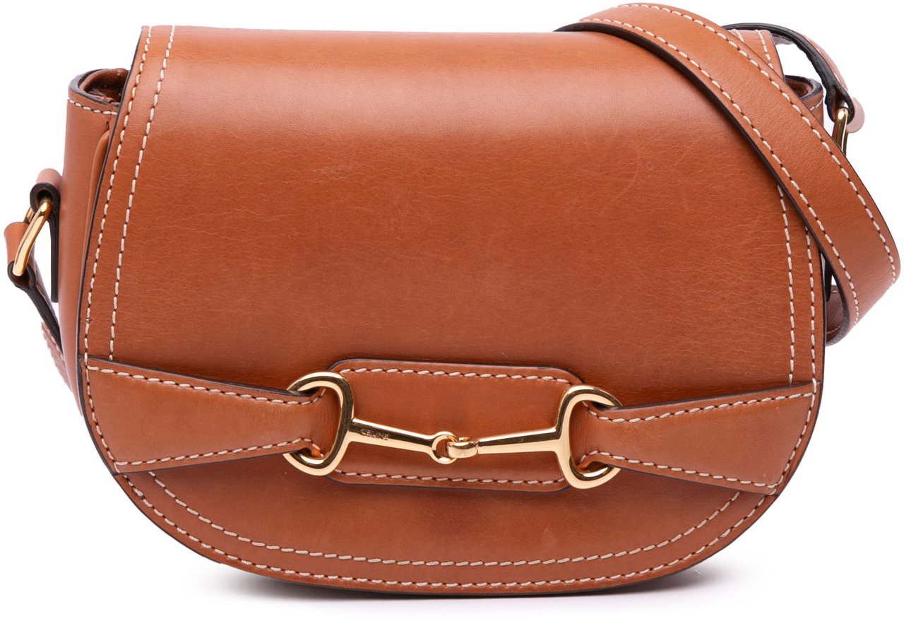 Celine Small Leather Crecy Flap Crossbody Bruin