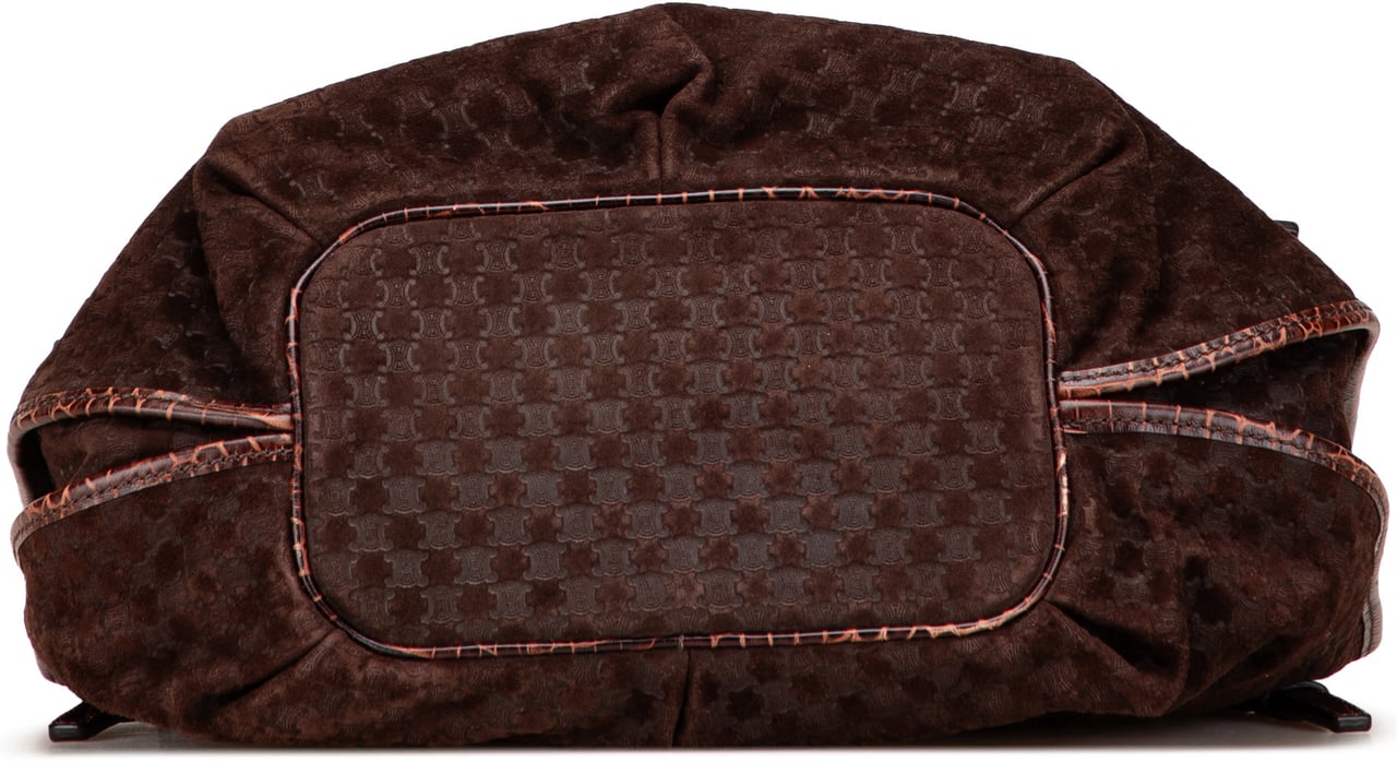 Celine Macadam Suede and Croc Embossed Leather Bittersweet Hobo Bruin