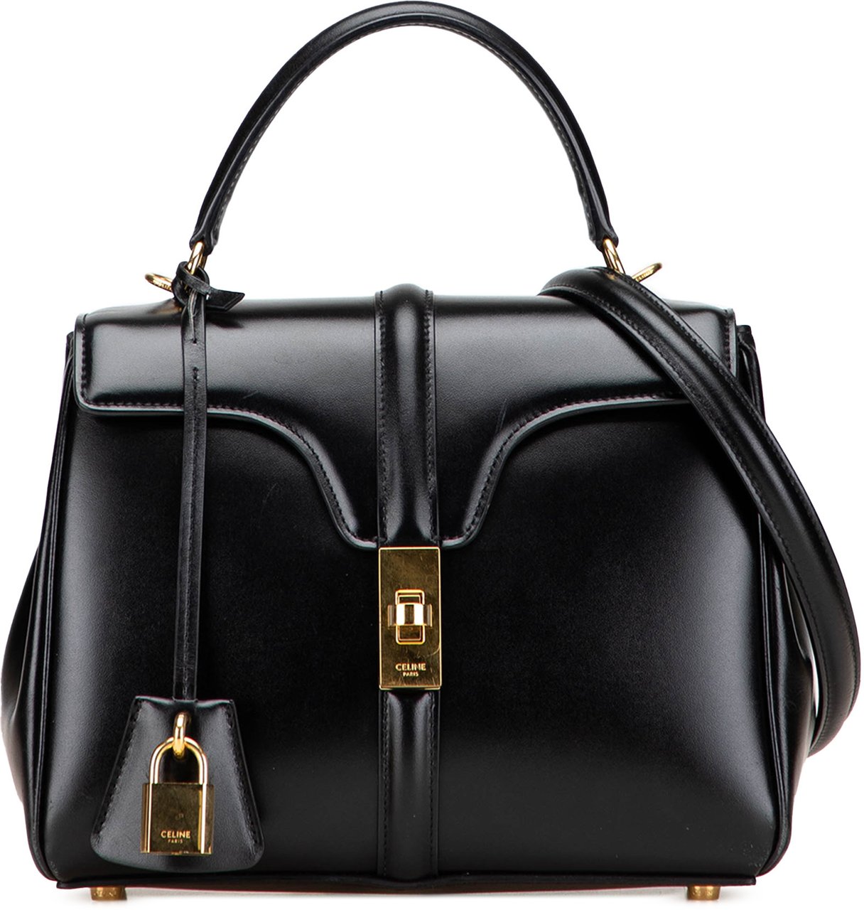 Celine Small Leather 16 Satchel Zwart