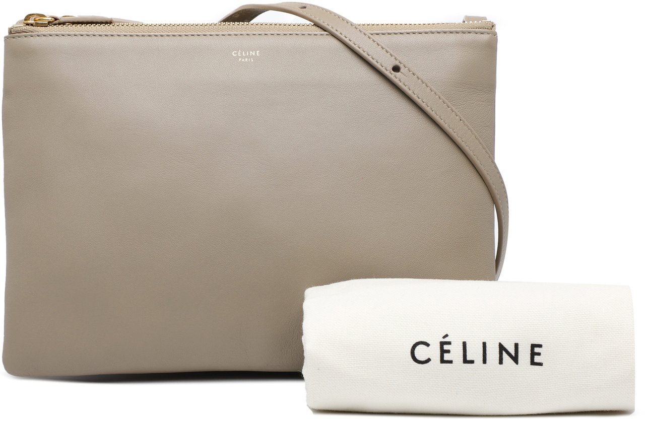 Celine Large Lambskin Trio Crossbody Bruin