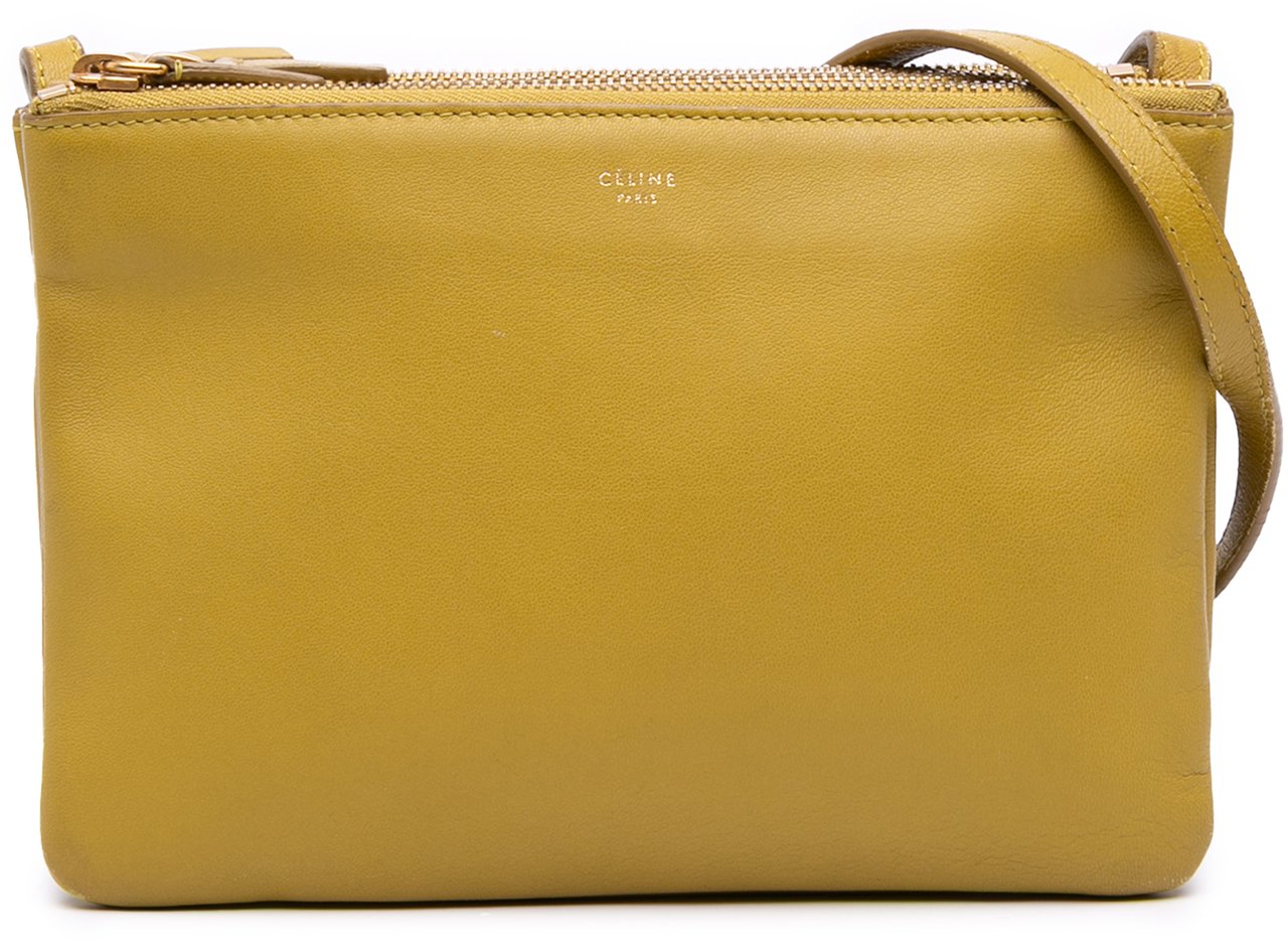 Celine Small Lambskin Trio Crossbody Geel